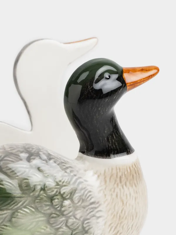 Napkin holder, 15 cm, with toothpick compartment, ceramic, Ducks and duckling, Duck, image-2