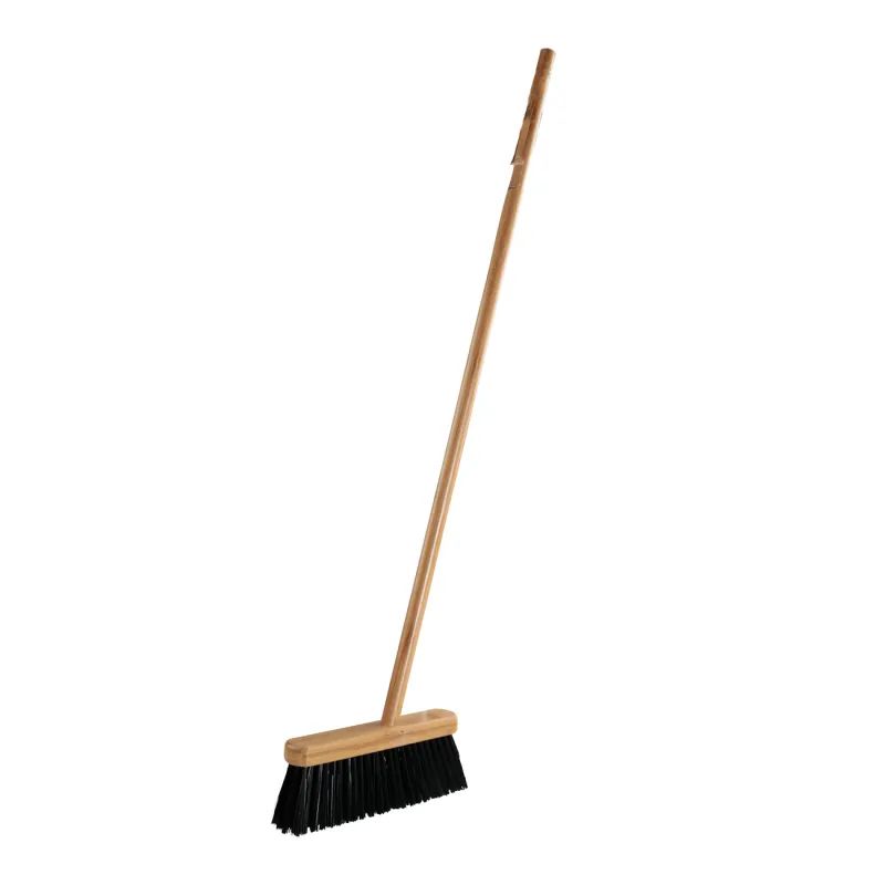 Garbage brush, with dustpan, 93 cm, plastic / bamboo / steel, black, Black clean, image-2