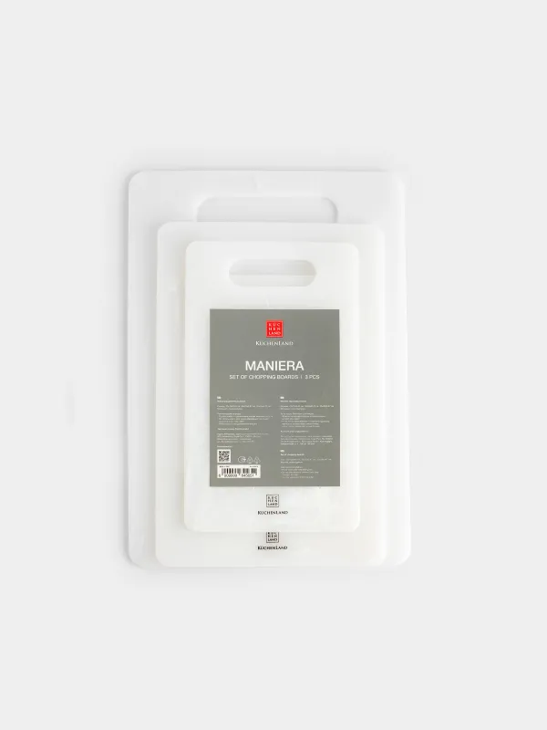 Cutting boards set, 25/30/35 cm, 3 pcs, rectangular, plastic, white, Maniera, image-7