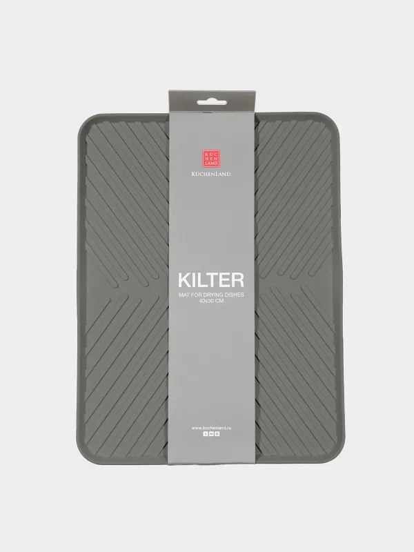 Dish drying mat, 40x30 cm, rubber, grey, Assist, image-1