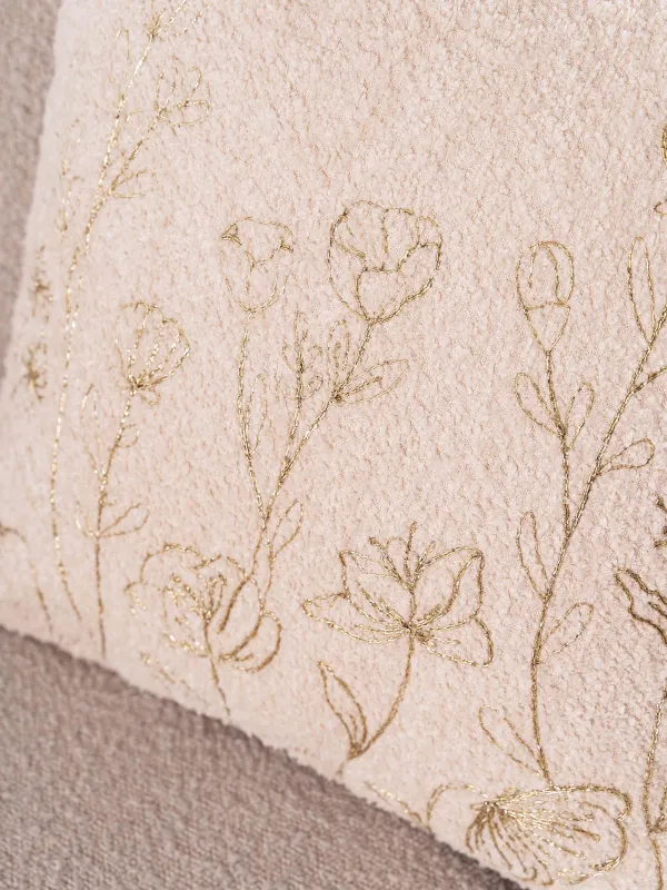 Decorative pillow, 45x45 cm, boucle/velvet, milky, wildflowers, Boucle, image-5