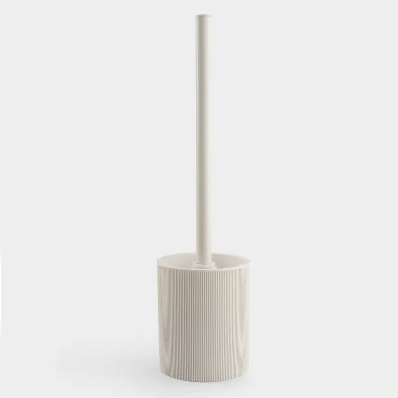 Toilet brush, 46 cm, with stand, plastic / polyresin, milky, White stripes