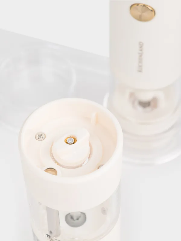 Spice mill, 18 cm, 2 pcs, electric, on a stand, plastic, milky, Liberica light, image-2