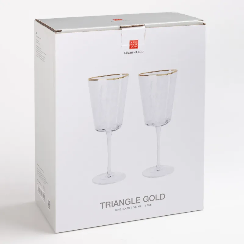 Drinking glass, 300 ml, 2 pcs, glass, with golden edging, Triangle Gold, image-5