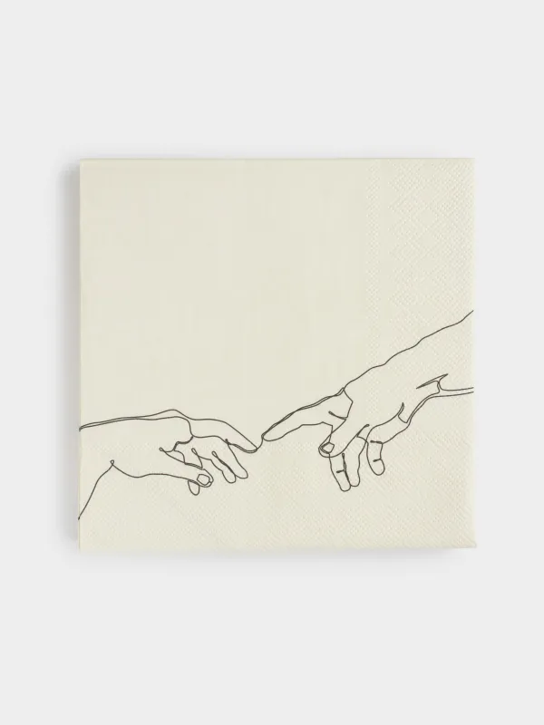 Paper napkins, 33x33 cm, 20 pcs, square, white, Hands, Hand, image-0