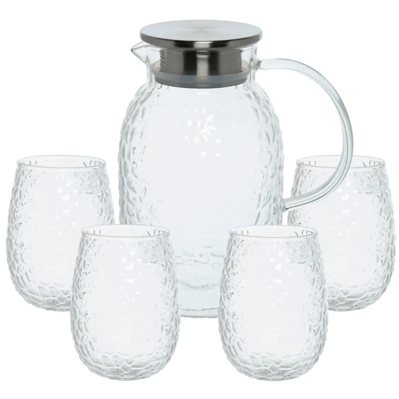 Set for drinks, 4 pers, 5 pr, used glass / steel, Litchi, image-0