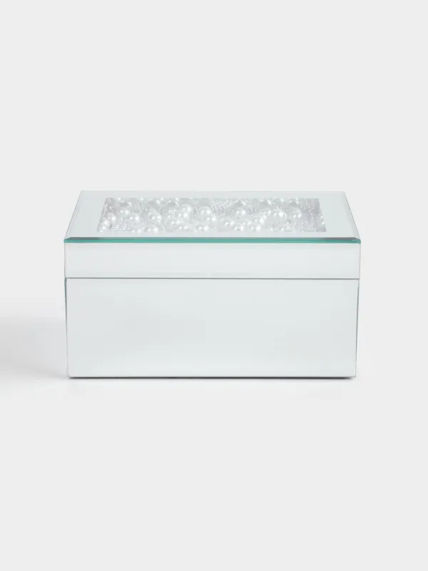 Jewelry box, 20x14 cm, glass, Mirror, Pearls, Glossy, image-1
