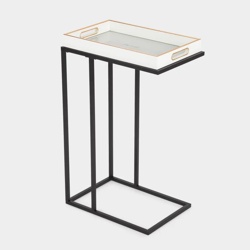 Tray stand, 60 cm, metal / glass, rectangular, Black, Black style, image-4