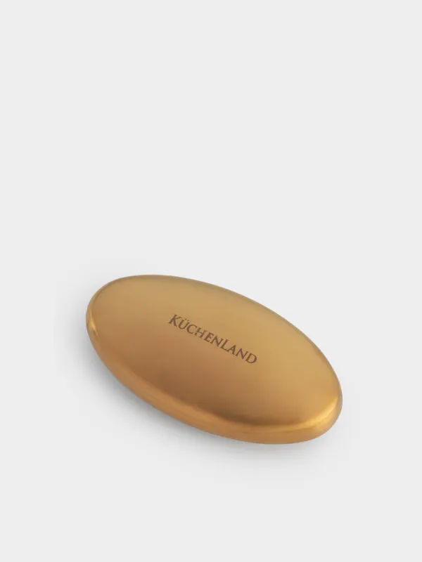 Steel soap, 8 cm, golden, Manny, image-1