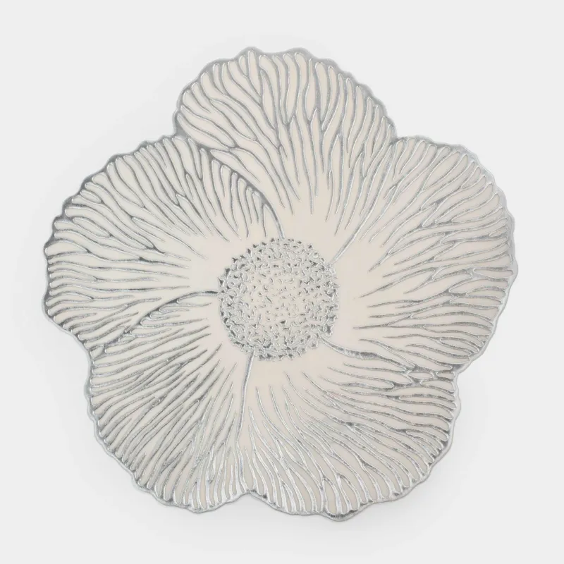 Placemat, 37 cm, PVC, shaped, silver-gray, Flower, Azhur form