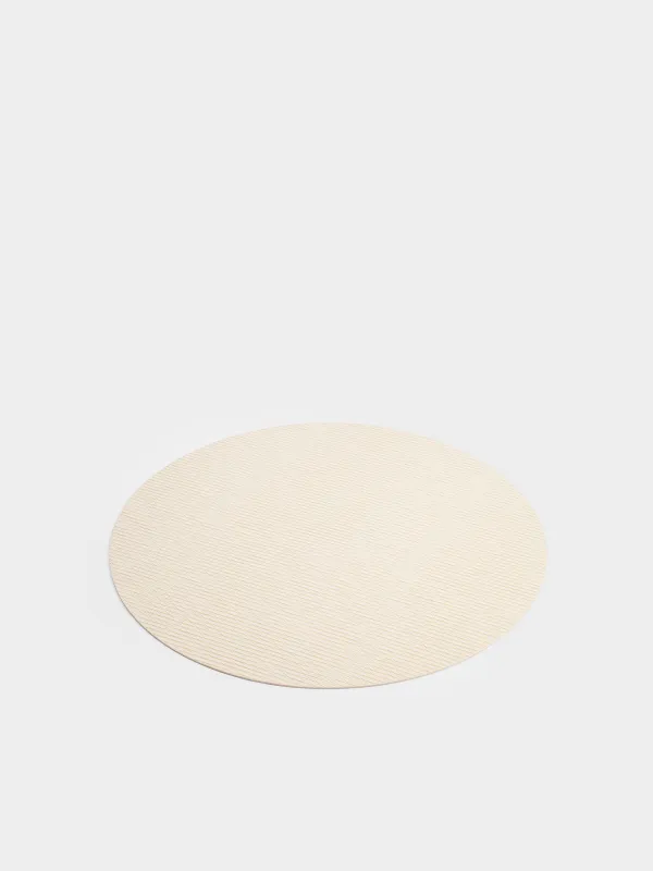 Placemat, 38 cm, PVC, round, milky, Embossed stripes, Rock, image-1