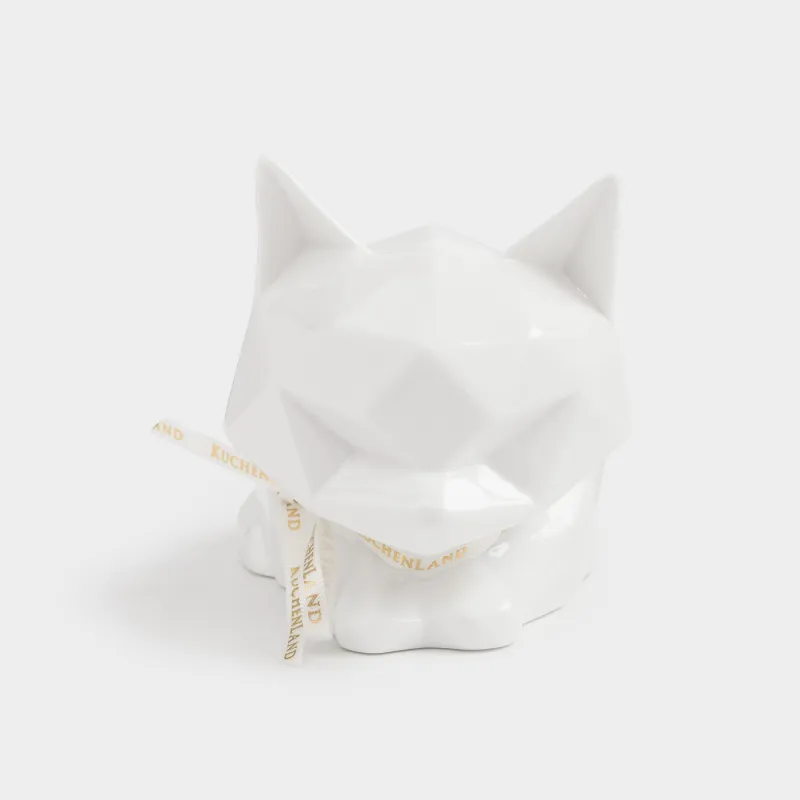 Decorative lamp, 13x9 cm, porcelain, white, Cat, Art modern, image-3