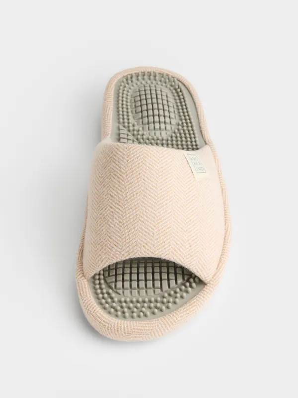Women's slippers, home, p. 36-37, polyester / rubber, beige, Lint, image-2