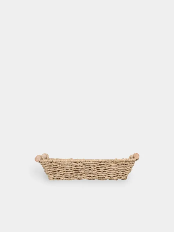 Storage basket, 25x15 cm, braided, with handles, cellulose, rectangular, Braided, image-2