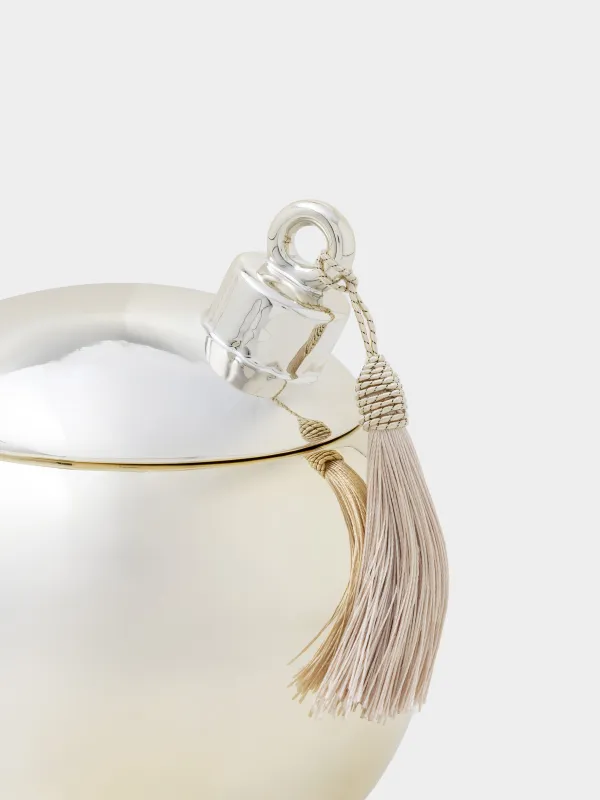 Storage container, 16x18 cm, 1.5 l, with brush, porcelain P, golden, Ball, Golden style, image-1