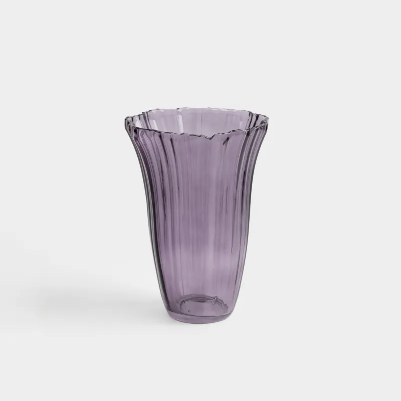 Flower vase, 25 cm, glass, purple, Ribedic