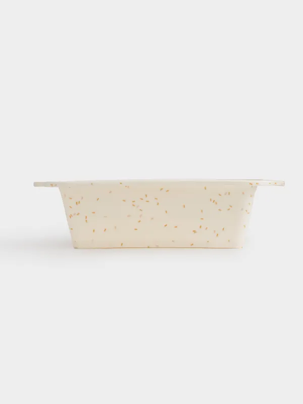 Baking dish, 28x14 cm, silicone / steel, rectangular, milk, speckled, Bakery speckled, image-5