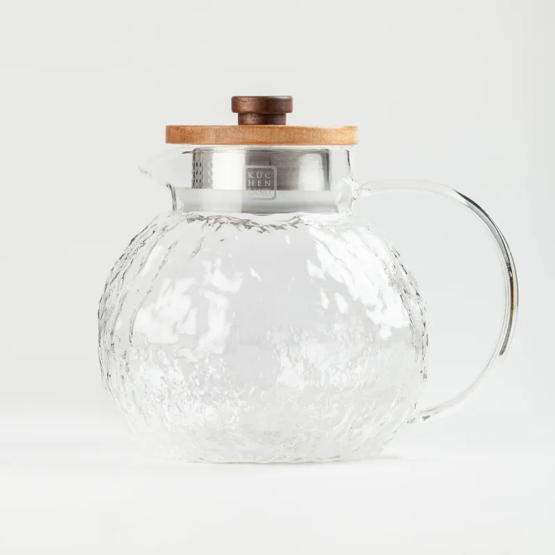 Jug, 1,4 l, with filter cap, Used glass / wood, Nautilus, image-3