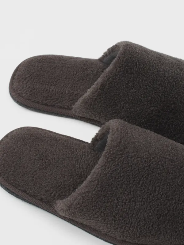 Men's slippers, homewear, size 40-41, faux fur, dark grey, Plush, image-3