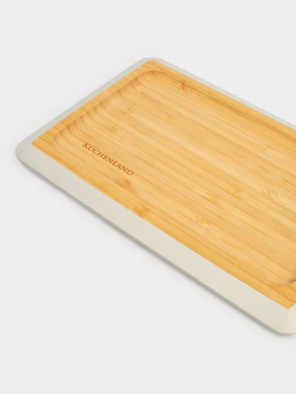 Dish, 24x16 cm, bamboo, rectangular, grey edging, Bamboo soft, image-7