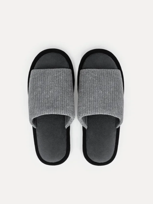 Men's slippers, home, p. 40-41, chenille / corduroy, dark gray, Chenille, image-1