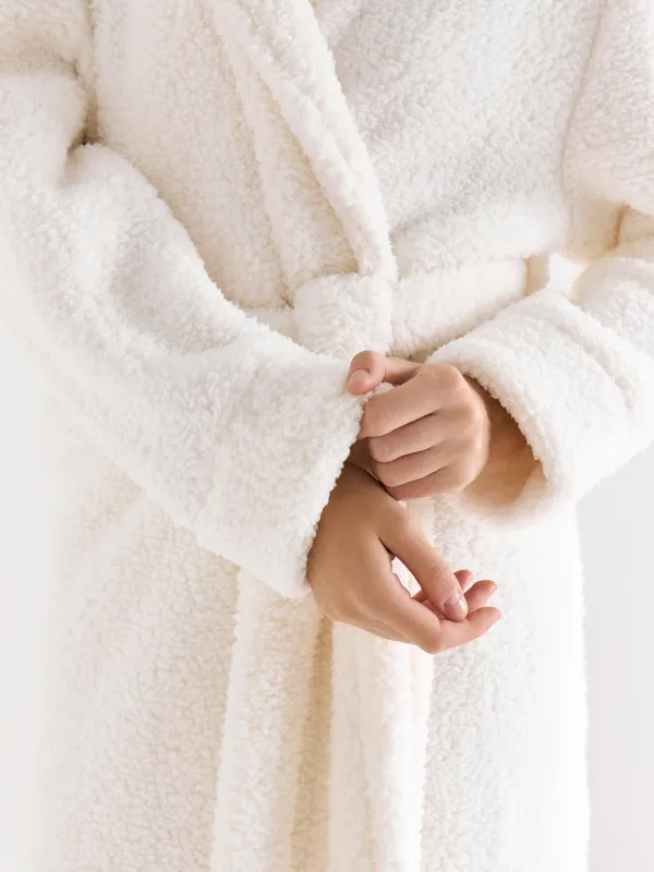 Robe for women, home, R. S, long sleeve, sherpa, milk, lola, image-3