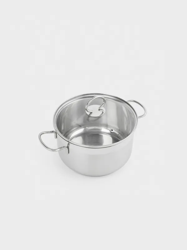 Pan, 20 cm, 3.5 l, with lid, steel / glass, Egoist lite, image-1