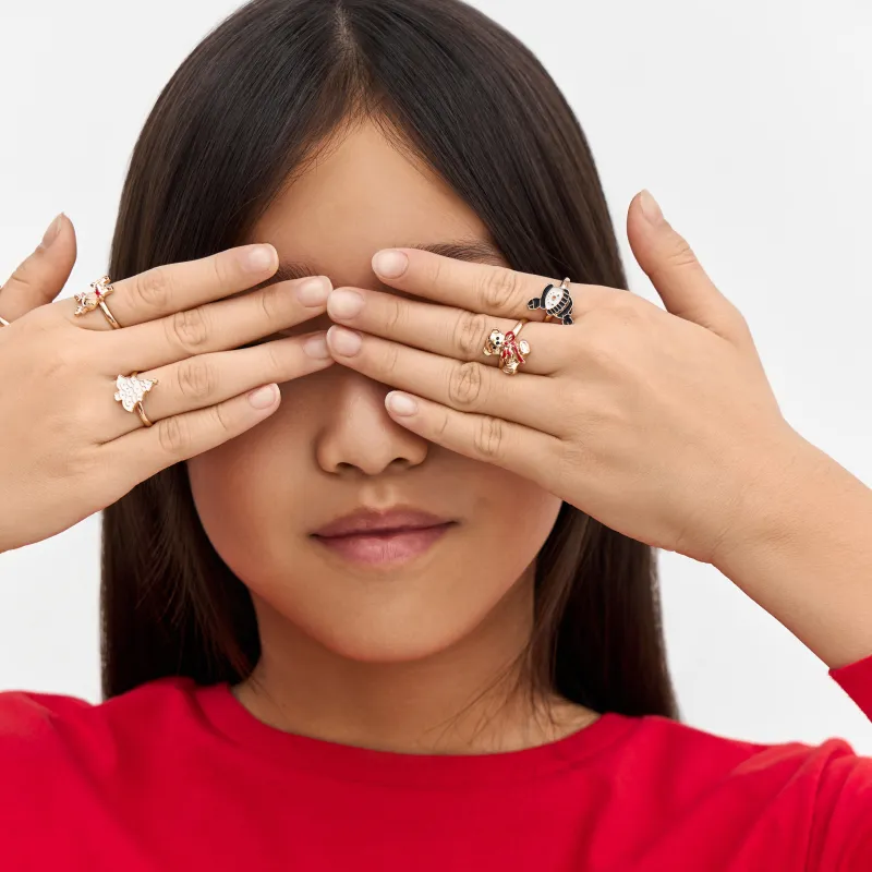 Set of rings, 6 pcs, children's, metal / enamel, Christmas attributes, Jewelry christmas