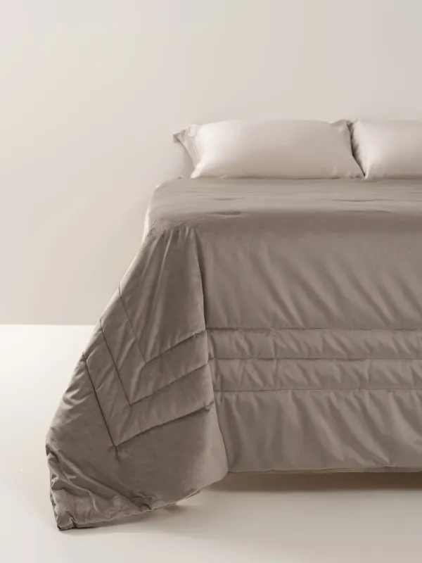 Bedspread, 240x260 cm, quilted, velvet/microfiber, brown, Frame, Stitch velvet, image-5