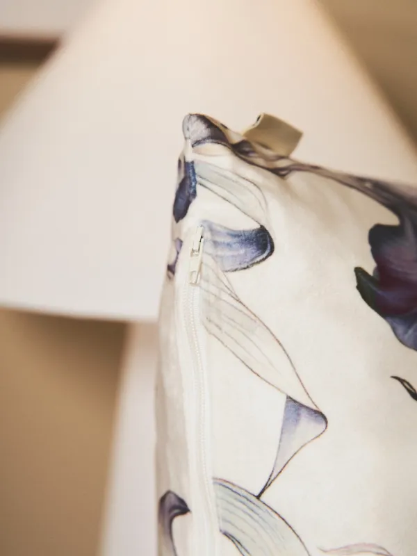 Decorative pillow, 45x45 cm, velvet, milky, Irises, Iris garden, image-6