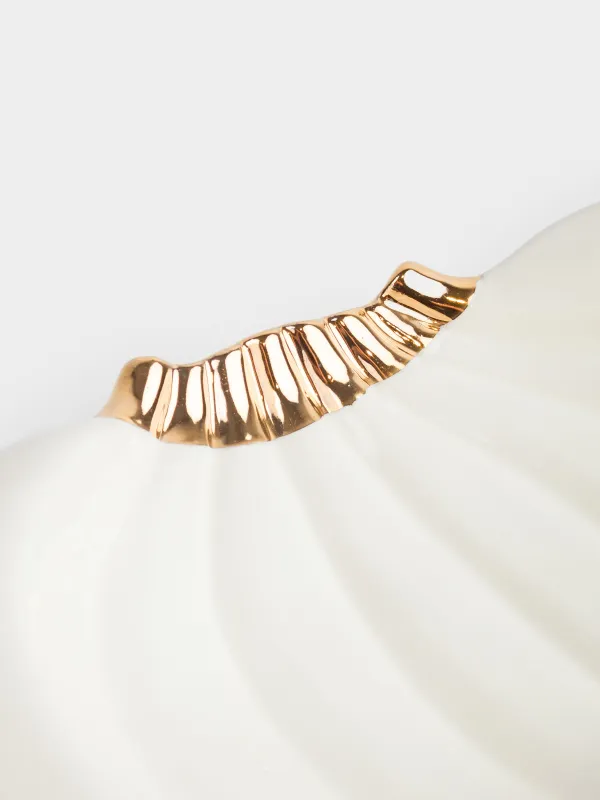 Fruit bowl, 26x16 cm, decorative, porcelain P, milky golden, Bananas, Tropical, image-7