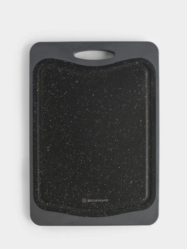 Chopping board, 28,5х20 cm, 2-sided, Bamboo/Plastic, black, Marble Bamboo, image-0