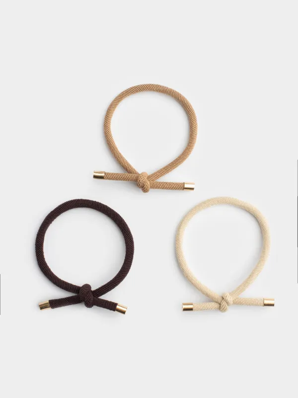 Elastic band for hair, 5 cm, 3 pcs, Polyester, Knot, Knot, image-0