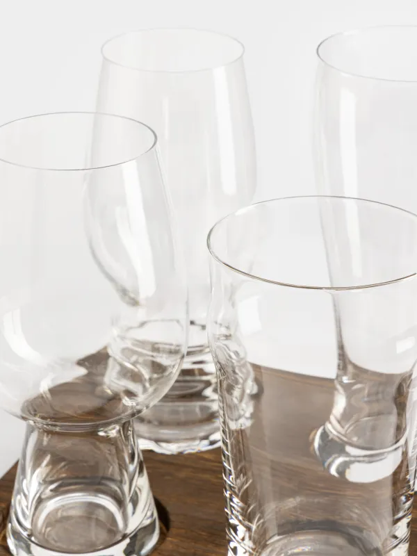 Drinking glass set, 4 pcs, on a stand, glass / wood, Noble tree, image-3