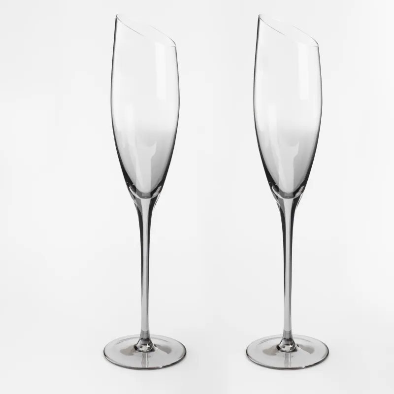 Champagne glass, 180 ml, 2 pcs, glass, grey, Charm L Color, image-0