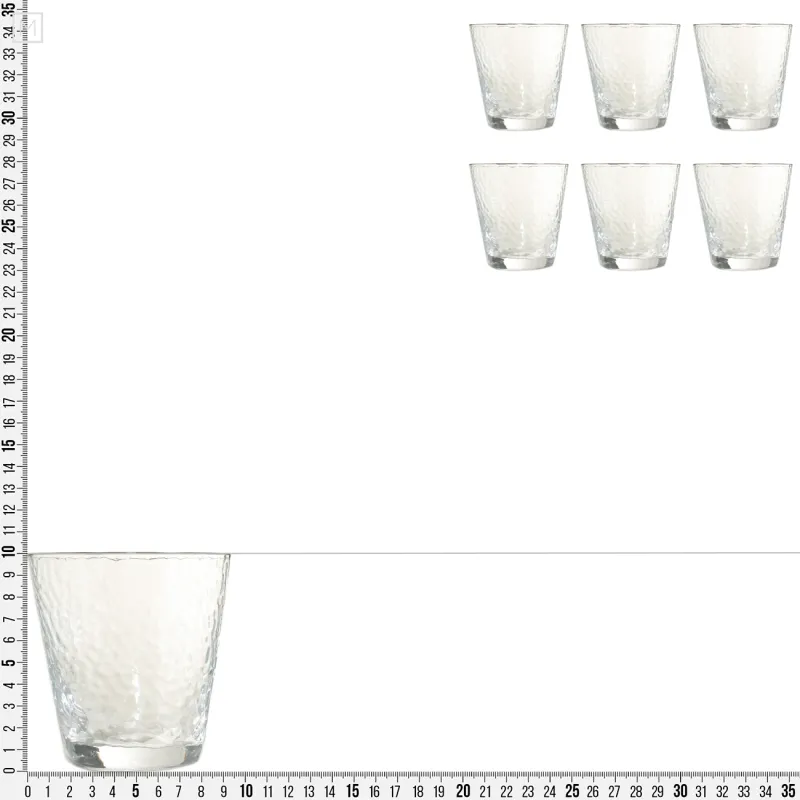 Drinking glass, 10 cm, 270 ml, 6 pcs, glass, with silver edging, Ripply silver, image-7