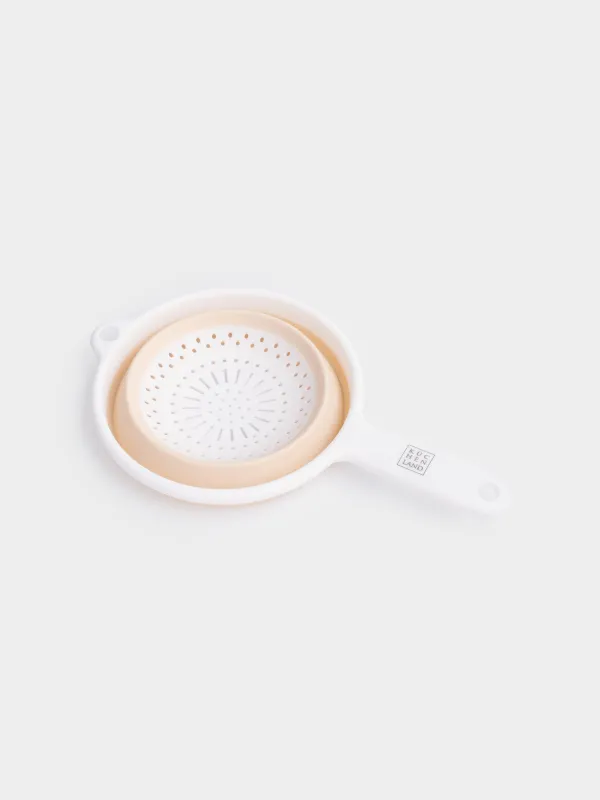 Colander, 33 cm, foldable, with handle, plastic / rubber, gray-beige, Foldaway, image-5