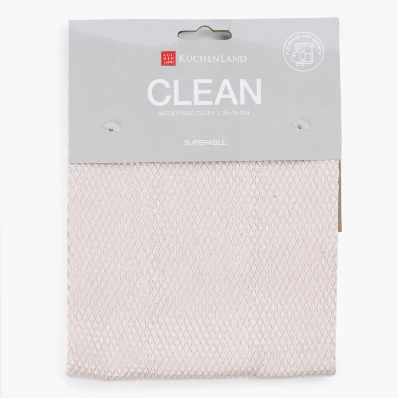 Cloth for glass/plastic/mirrors, 35x35 cm, microfiber, Fish scales, beige-pink, Clean