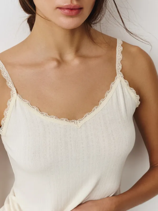 Women's top, homewear, size L, with lace, modal / viscose / elastane, yellow, Dirona, image-2