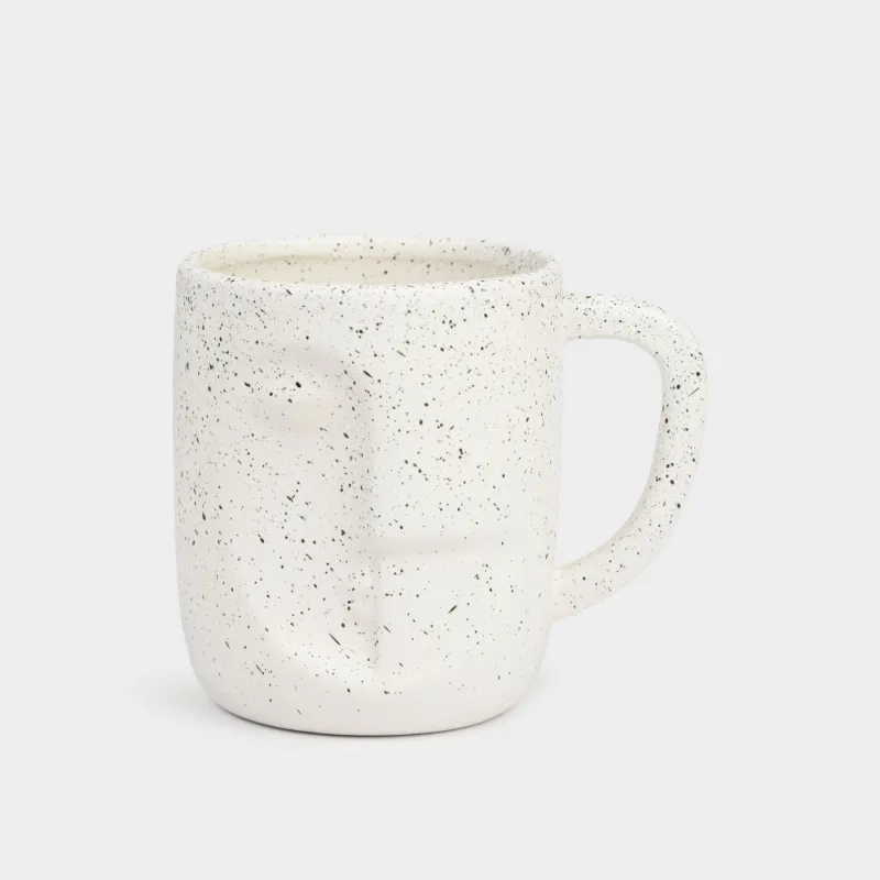 Mug, 420 ml, Ceramic, White, speckled, Face, Face speckled