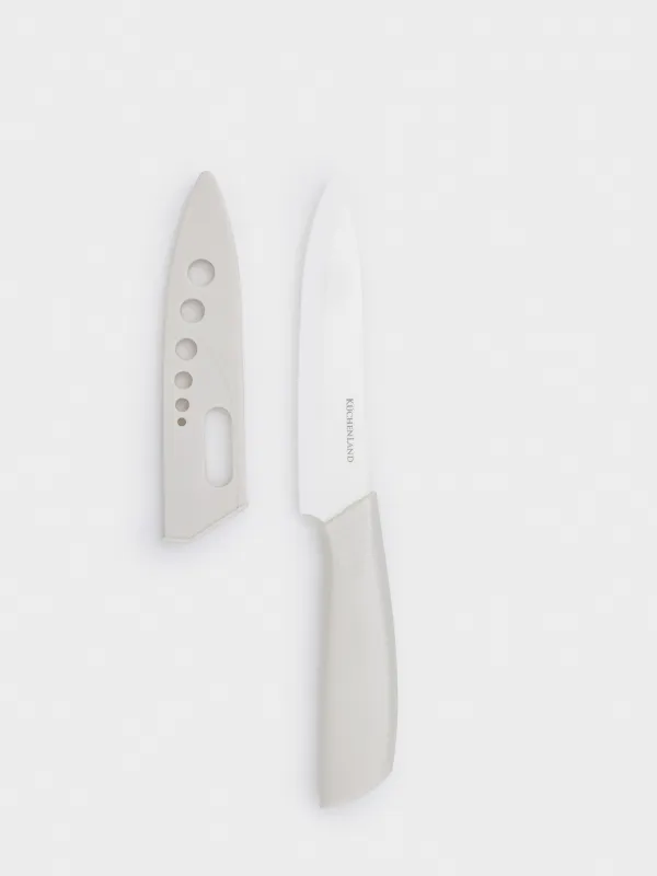 Slicing knife, 13 cm, with case, ceramic / plastic, milk, Regular, image-0