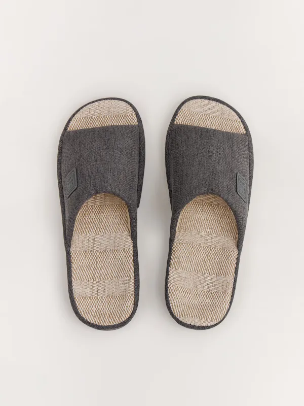 Men's slippers, homewear, size 40-41, polyester, dark gray, Serious, image-1