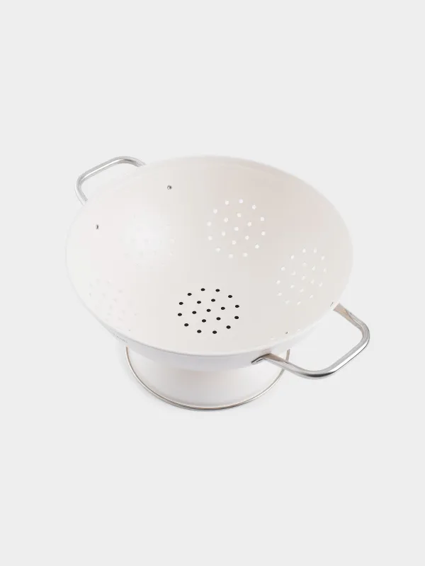 Colander, 24 cm, with two handles, on a stand, metal, milk, Course, image-2