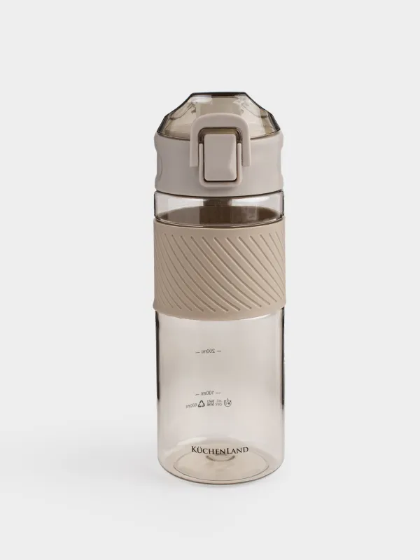 Water bottle, 600 ml, plastic / silicone, Beige, Sport, image-0