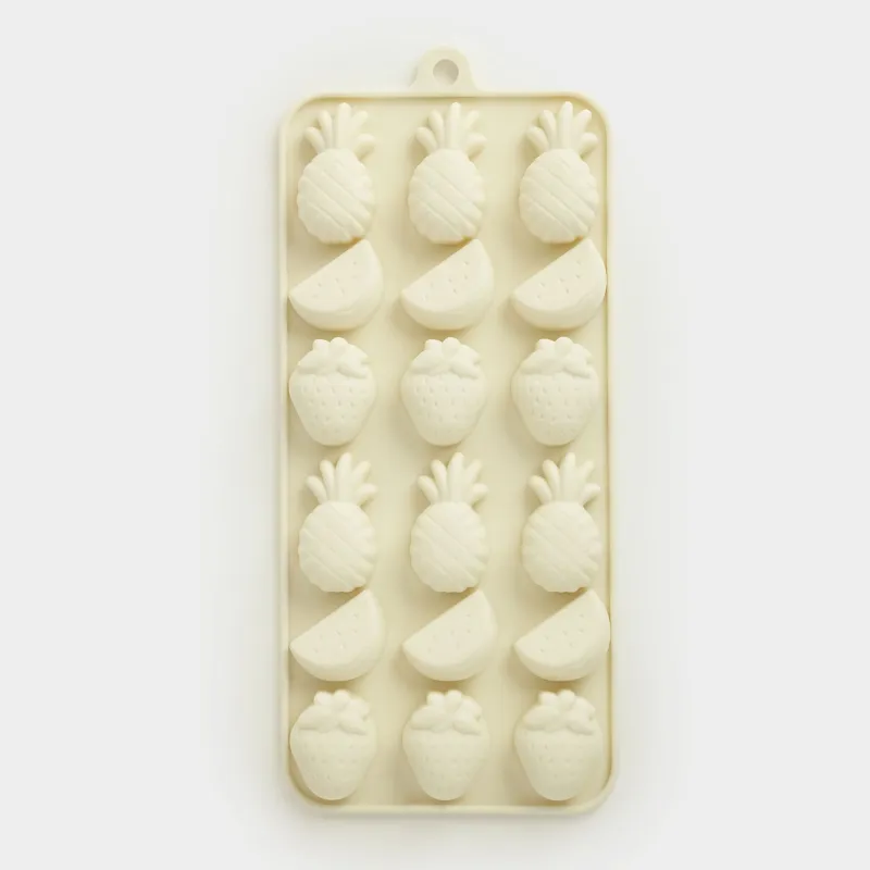 Ice and chocolate mold, 23x10 cm, 18 compartments, silicone, milky, Fruit, Bakery