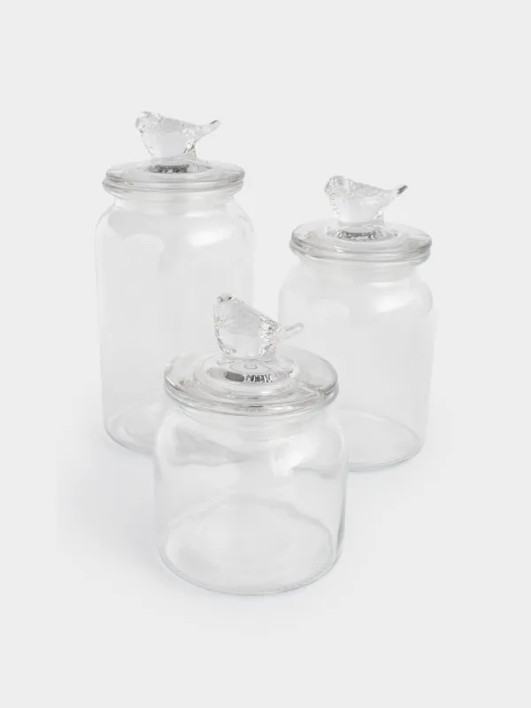 Food jars set, 3 pcs, Glass, Bird, Birds, image-2