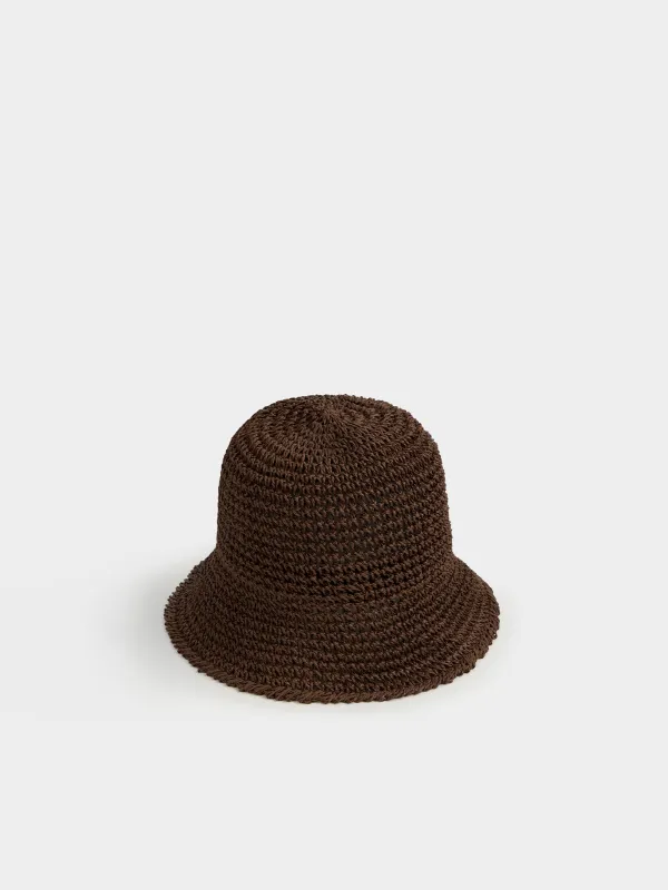 Panama hat, 57 cm, single size, cellulose, brown, Banjo, image-0