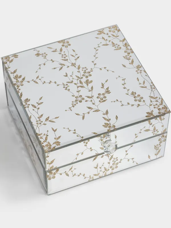 Jewelry box, 13x8 cm, glass, Mirror, Branches, Glossy, image-5