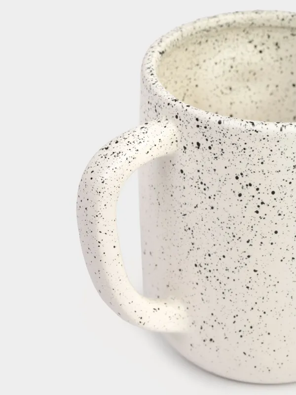Mug, 420 ml, Ceramic, White, speckled, Face, Face speckled, image-3