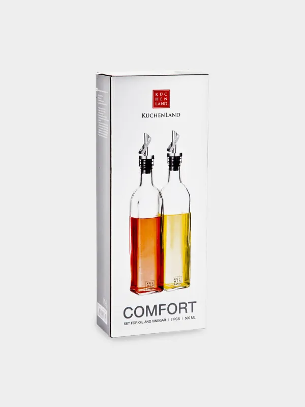 Oil and vinegar bottle, 500 ml, 2 pcs, glass / metal, Comfort, image-1
